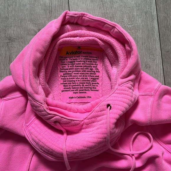 AVIATOR NATION SOLD OUT CLASSIC STYLE SZ M PINK HOODIE WONDERFUL USED CONDITION - Picture 3 of 12